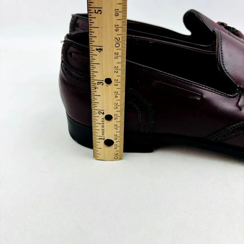 Wright Kiltie Tassel Wingtip‎ Loafer Mens 11 Burgundy Leather Slip On Whippet II